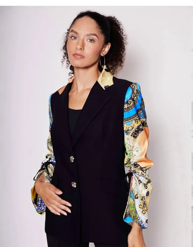 Jewel Silk Drawn Sleeve Blazer