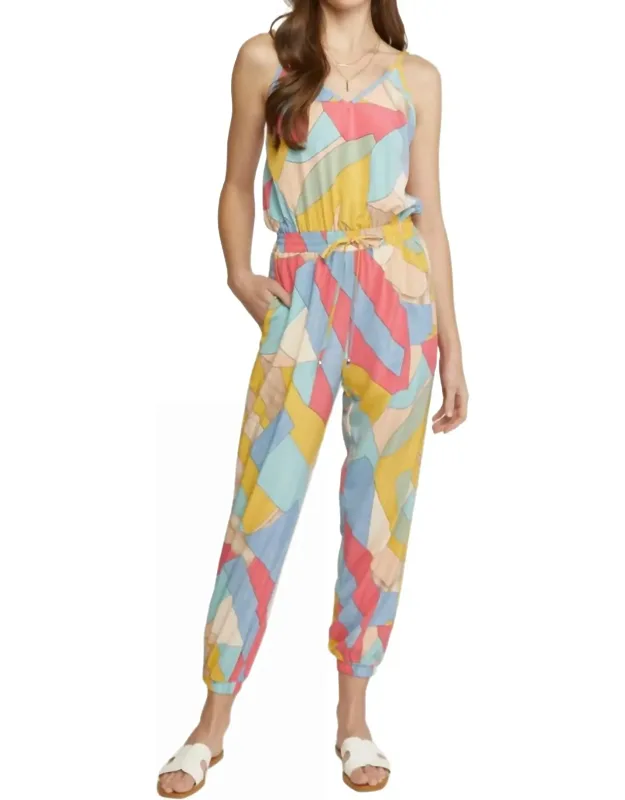 Geometric Print Tank Jogger Jumpsuit