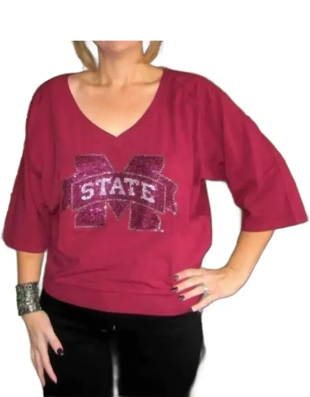 Mississippi State University Jewel Raglan Top