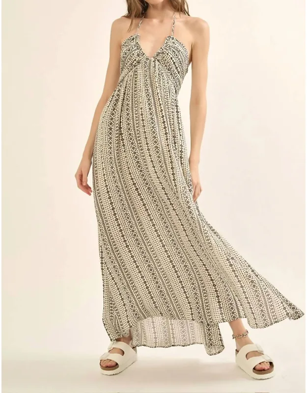 Aztec Halter Maxi Dress