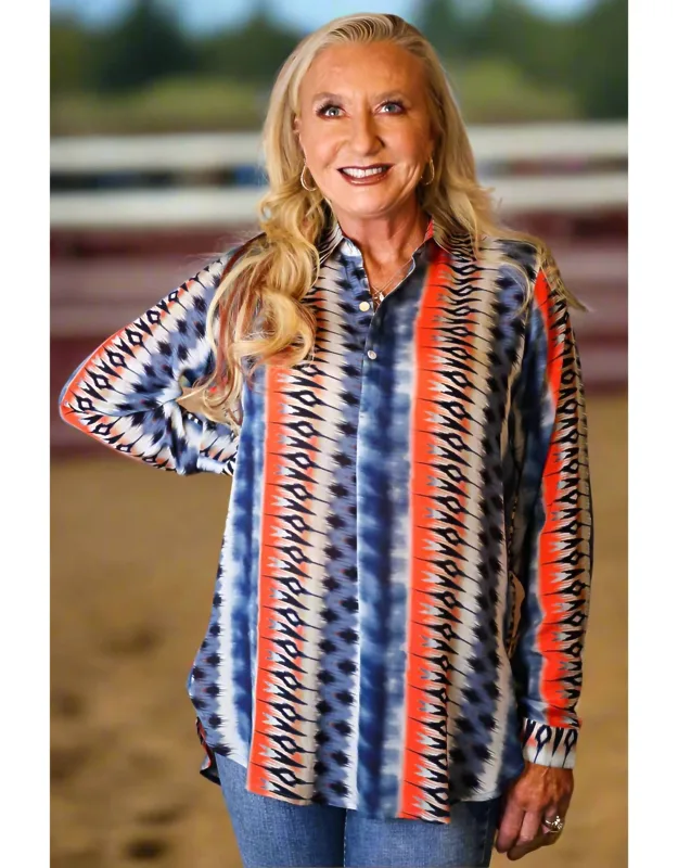 Western Flair Half Button-up Pullover Tunic