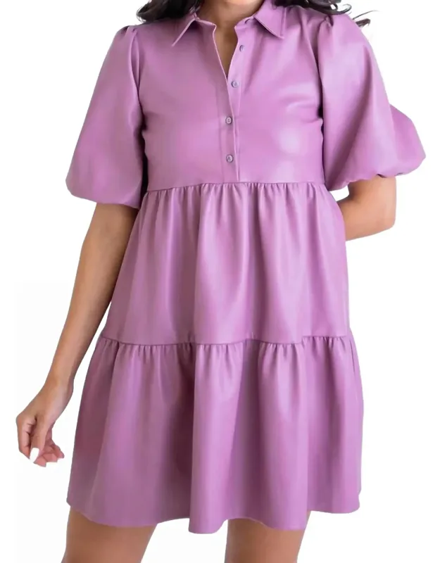 Faux Leather Tier Dress