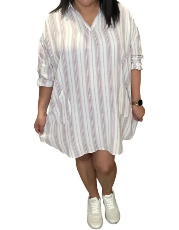 Split Neck Cotton Tunic Dress