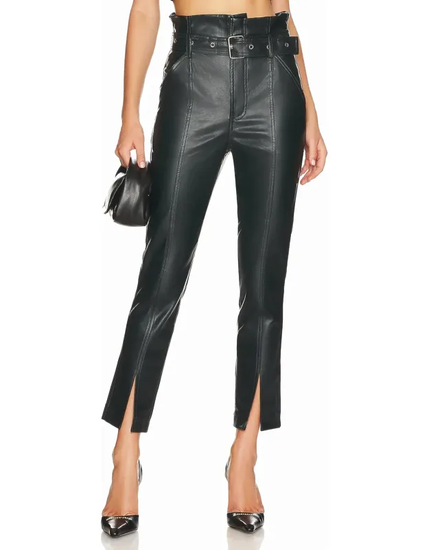 Faux Leather High Rise Belted Pants