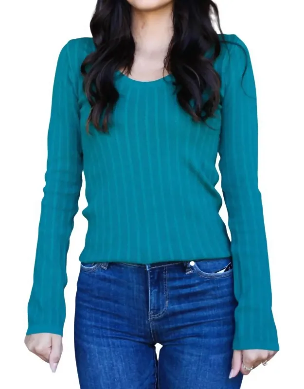 Lace Long Sleeve U-neckline Top