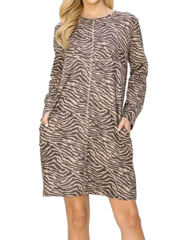 Aurora Suede Dress In Zebra Print