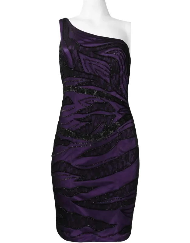 One Shoulder Lace Embellished Dress