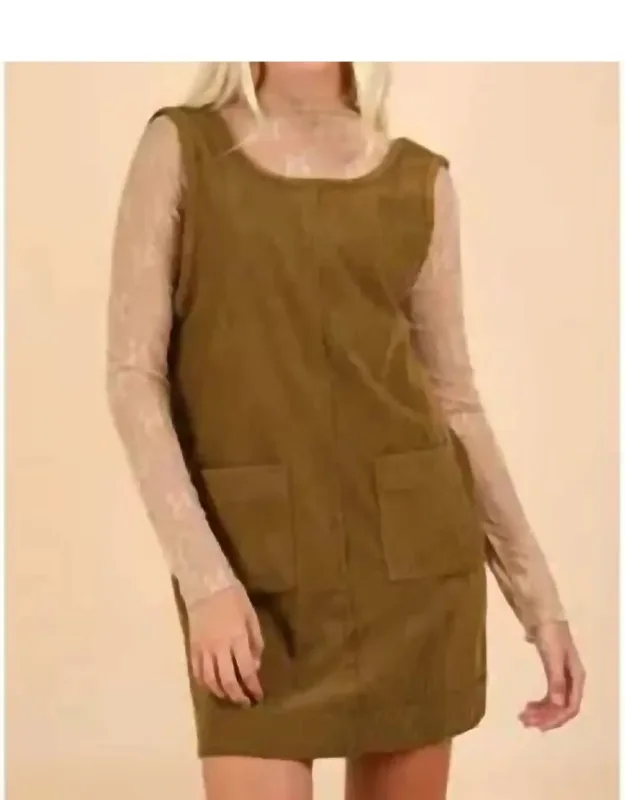 Corduroy Low Back Mini Dress