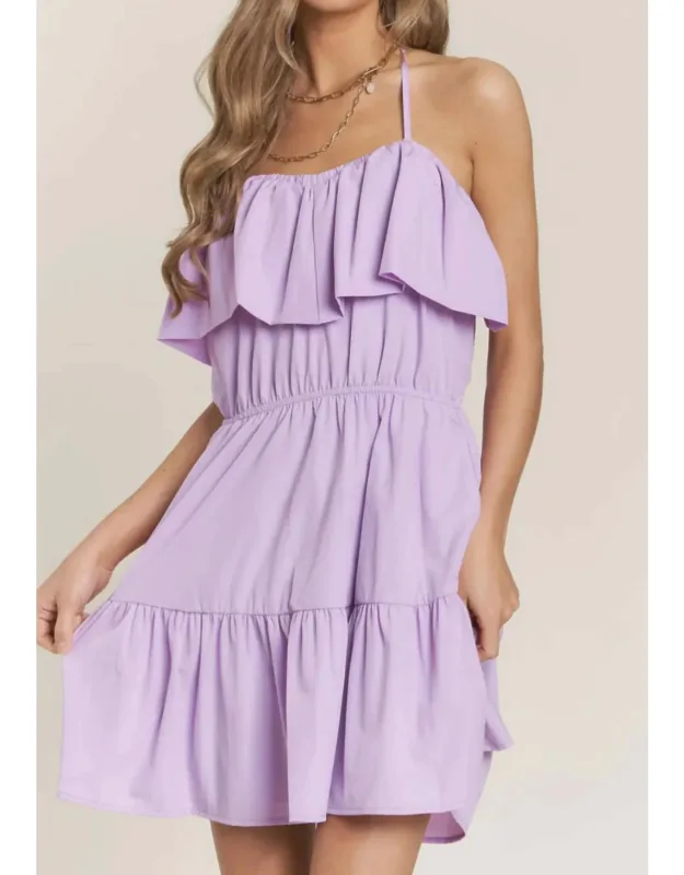 Ruffle Tiered Halter Neckline Dress