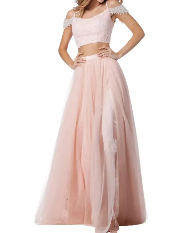 Beaded Shoulder Strap Prom Dress