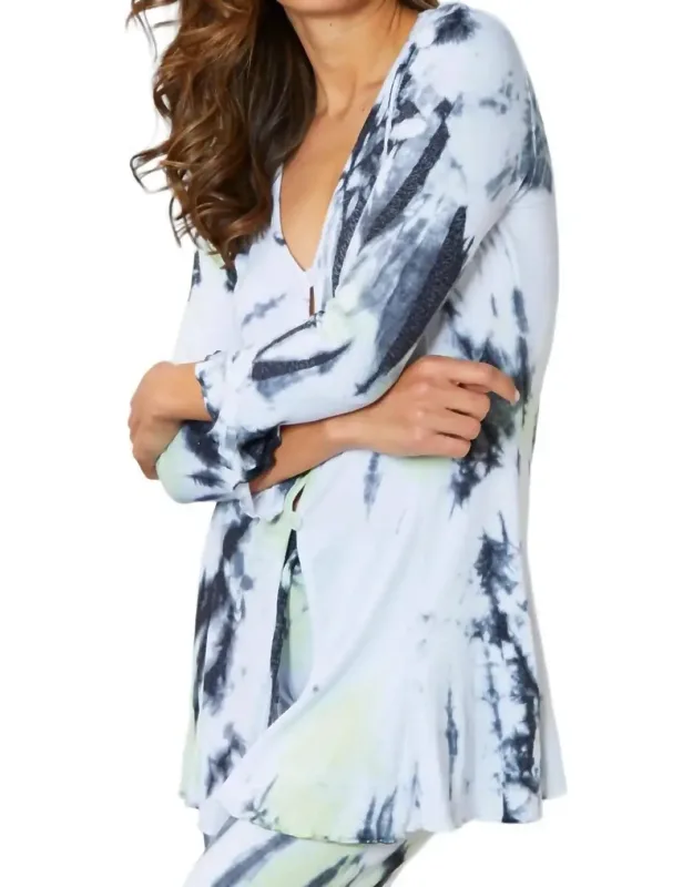 Marble Wash Long Button Cardigan