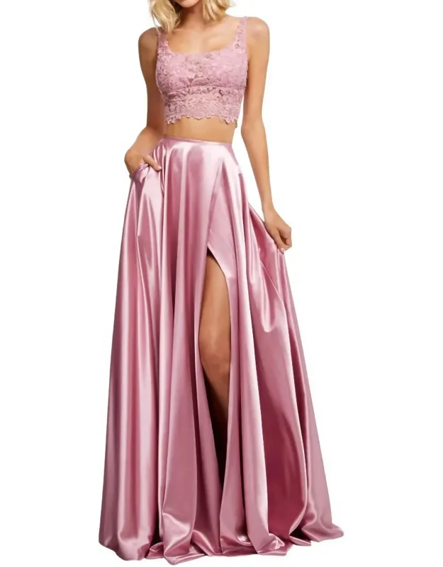 Two-piece Silk Satin Casual Dress