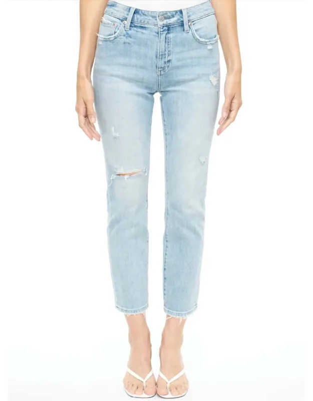 Monroe High Rise Cigarette Crop Jeans - Comfortable Cotton Blend, Medium Wash