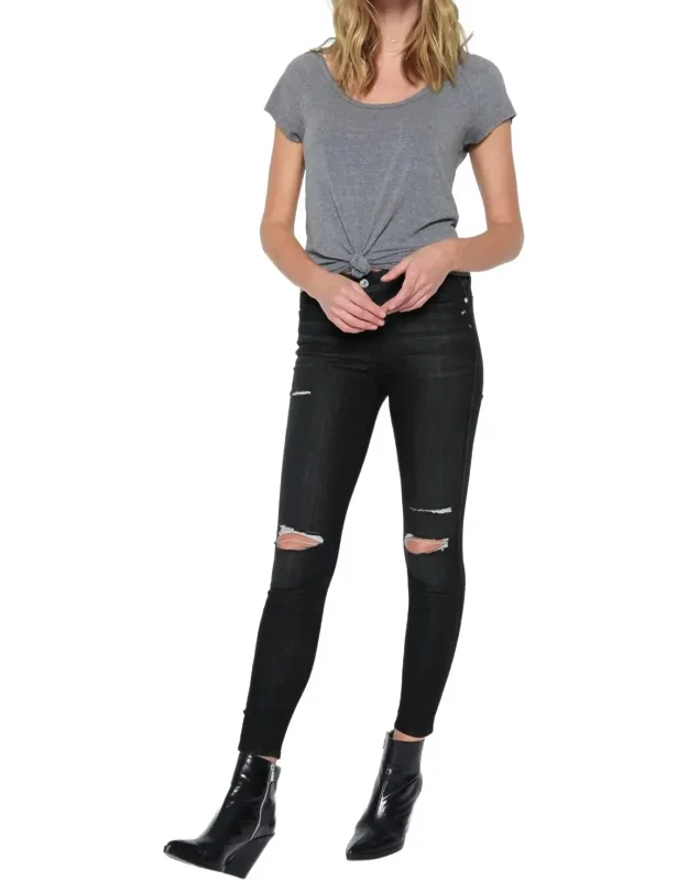 The Ankle Skinny Jeans In Destroyed Noir