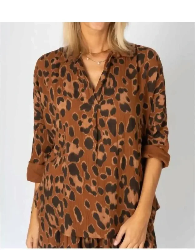 Cheetah Print High Low Pullover Top