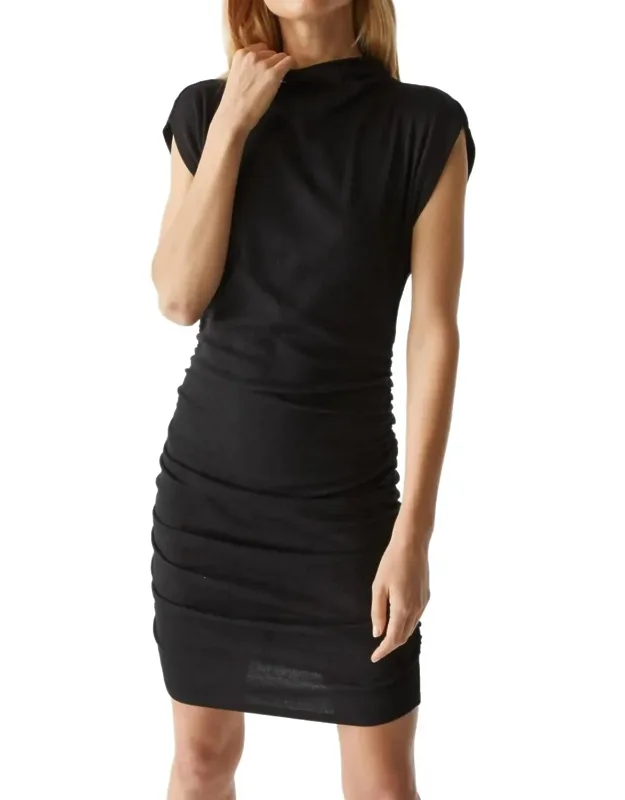 Ribbed Power Shoulder Dress