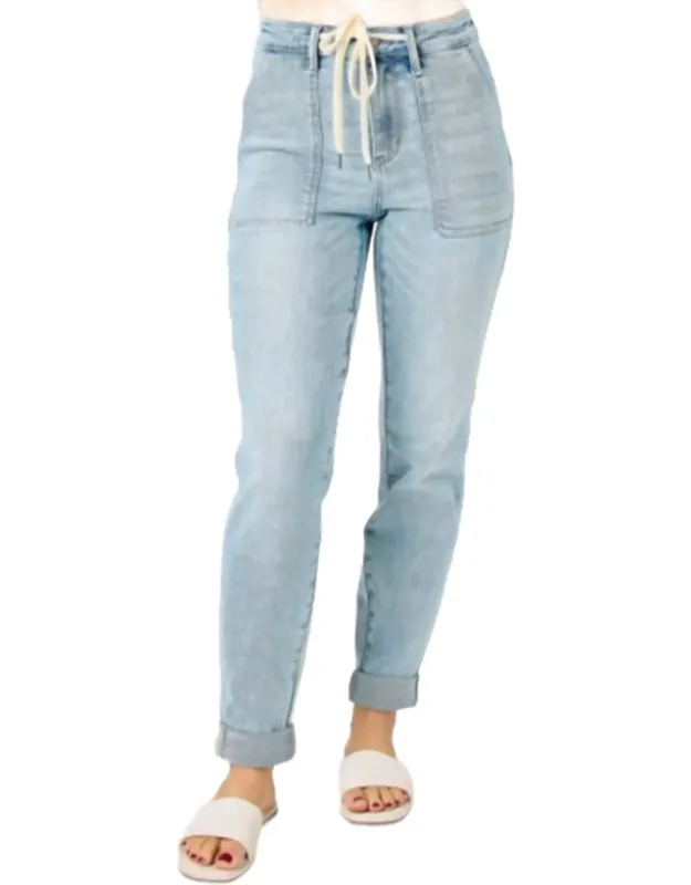 High Waist Vintage Double Cuff Joggers