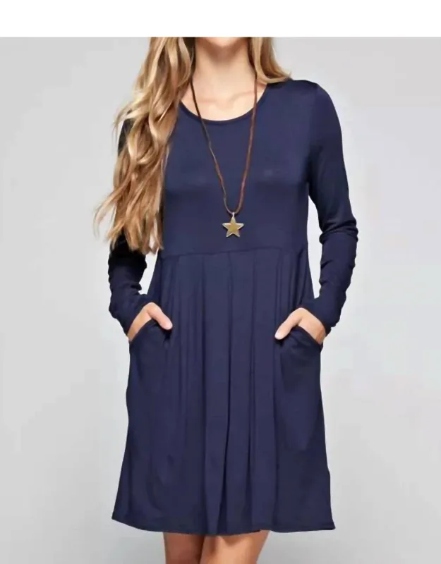 Pleated Solid Classic Dress