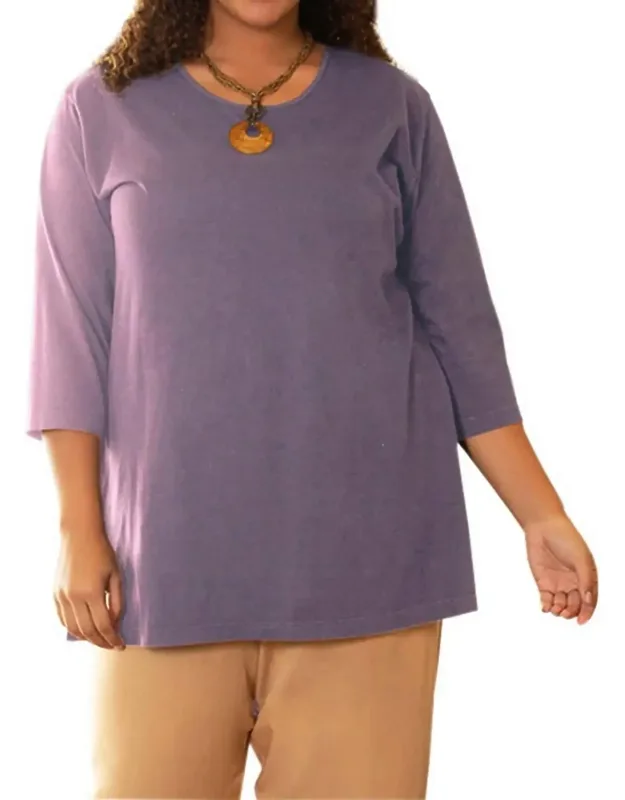 Cotton U-neck 3/4 Sleeve Tee