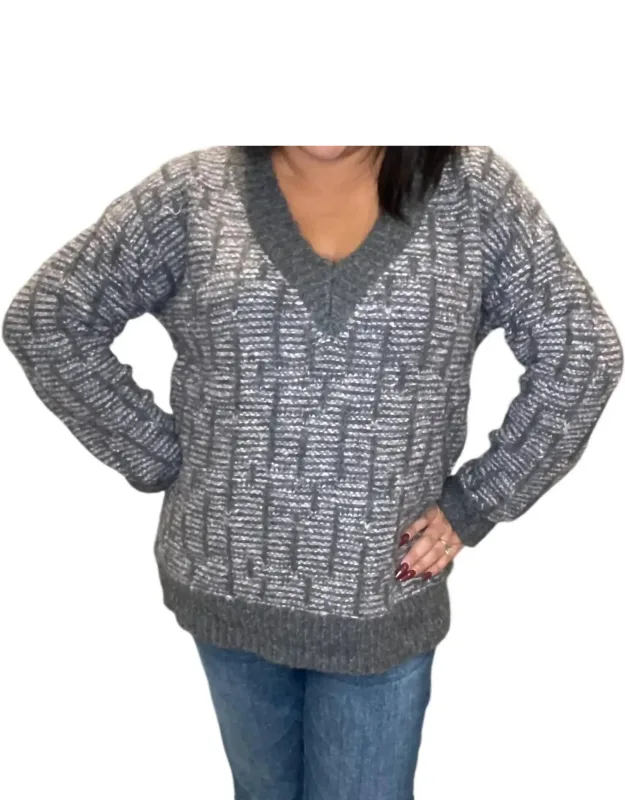 Cozy Patterned V-neck Sweater