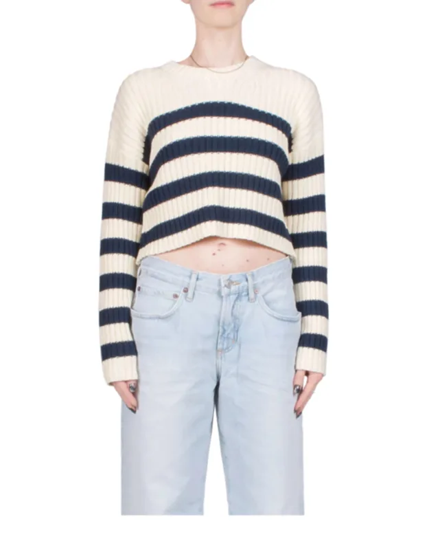 Striped Ribbed Cropped Sweater