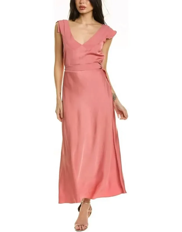 V Neck Bias Cut Midi Dress
