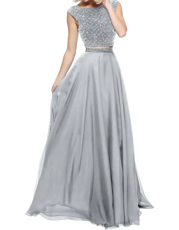 Two-piece Chiffon Cap Prom Dress