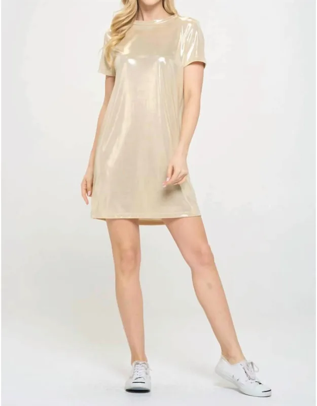 Metallic Short Sleeve Dress