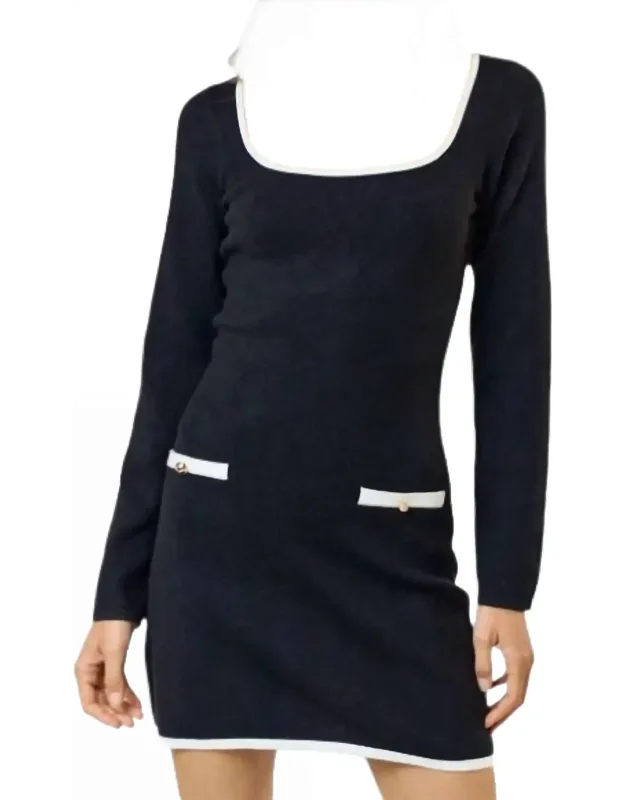 Contrast Detail Sweater Mini Dress