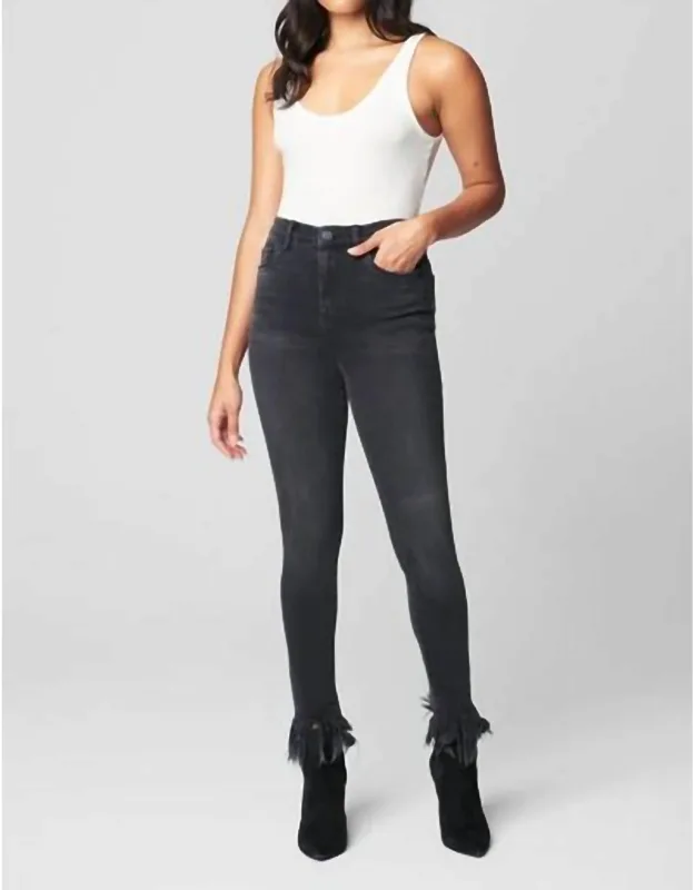 The Great Jones High Waist Frayed Hem Skinny Jeans
