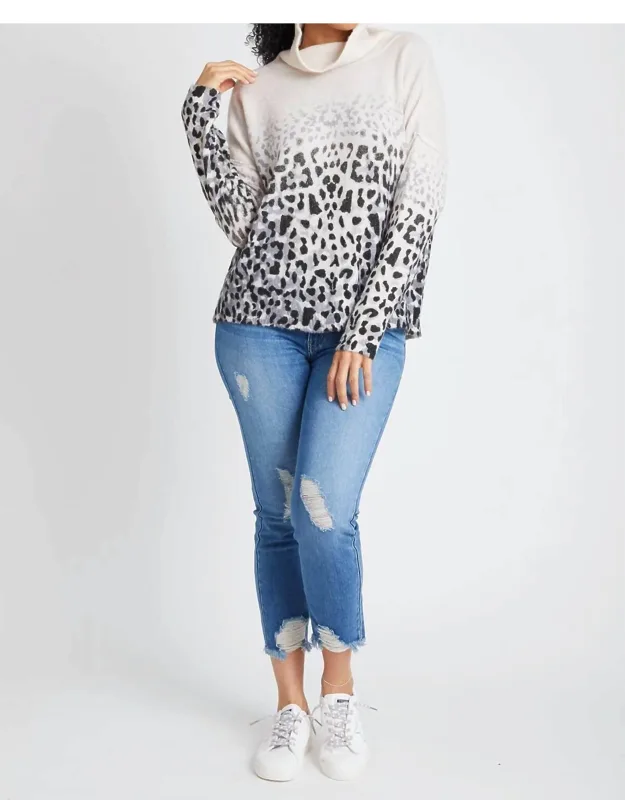 Faded Leopard Cowl Neck Sweater