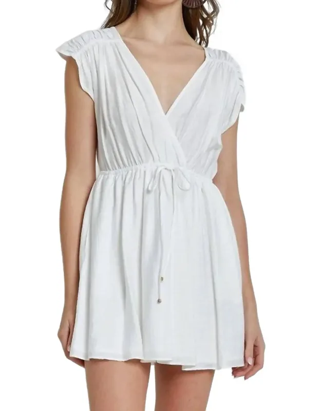 Metal Beaded Drawstring Wrap Dress