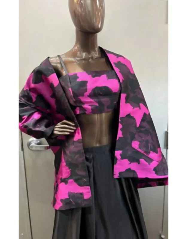 Abstract Floral Bandeau And Jacket Set