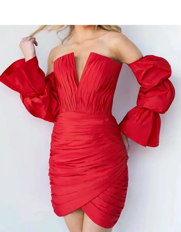 Ruched Off The Shoulder Homecoming Dress