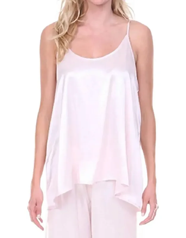Satin Spaghetti Strap Tank With Gathered Back