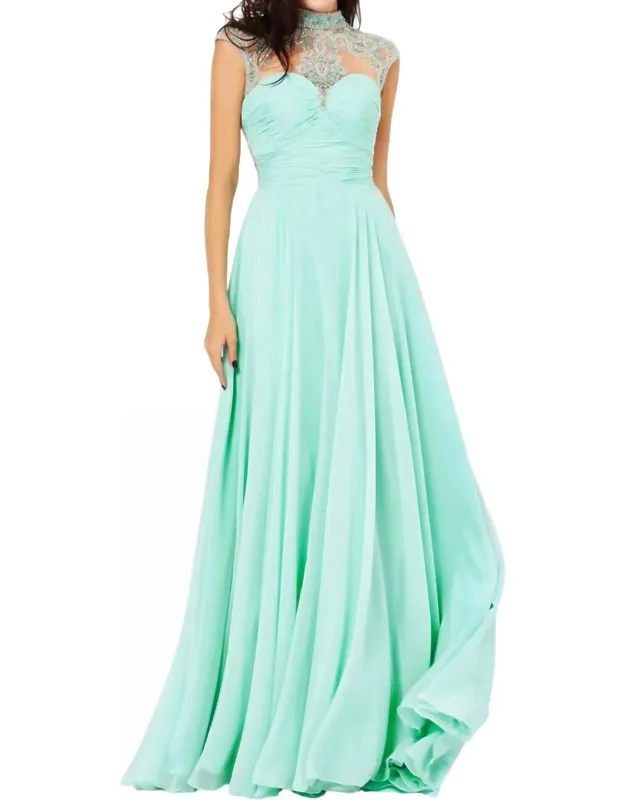 Beaded Full-length Prom Dress