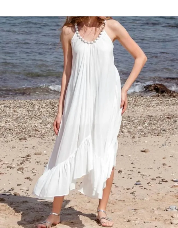 Pearl Decorated Volume Strap Dress