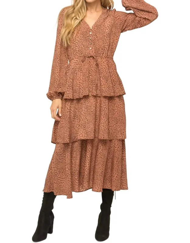 Semi Sheer Lurex Tier Midi Dress