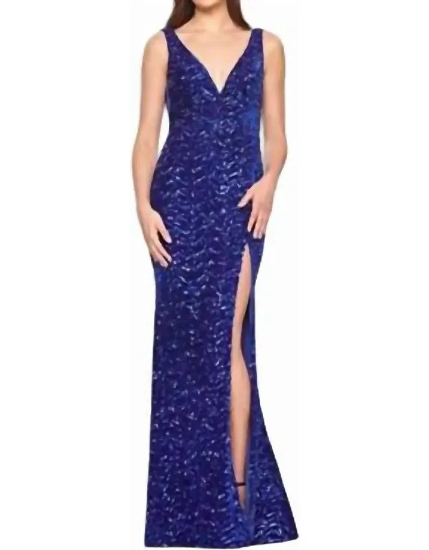 Velvet Sequin Prom Dress