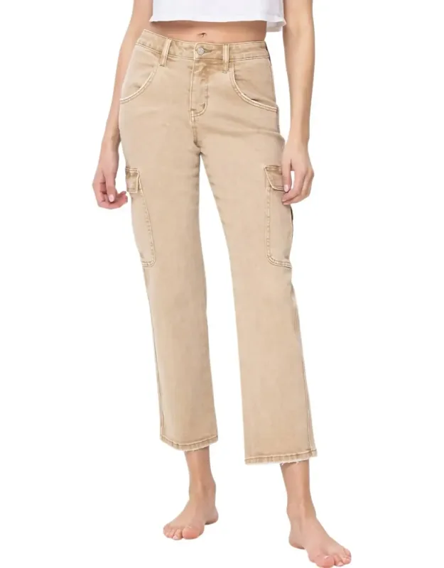 High Rise Straight Cargo Jeans