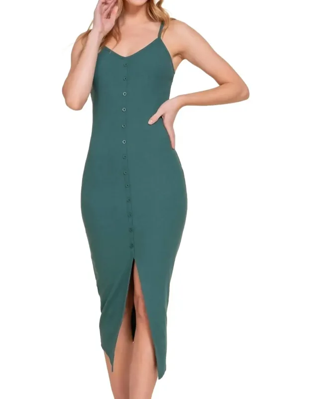 Button Down Ribbed Cami Midi Dress