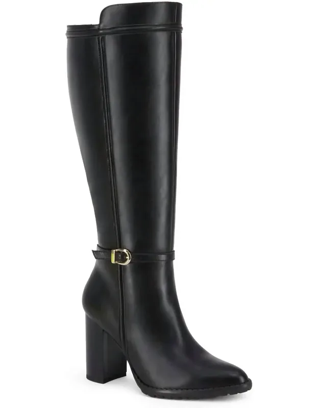 Tall Riding Boots With Block Heel And Side Zipper