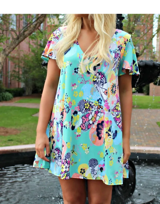 Japanese Print Shift Dress