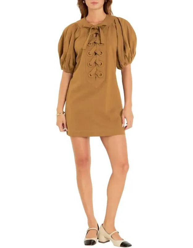 Puffed Sleeve Mini Dress