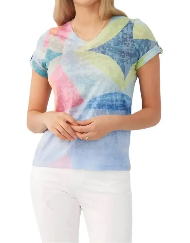 V Neck Short Sleeve Top