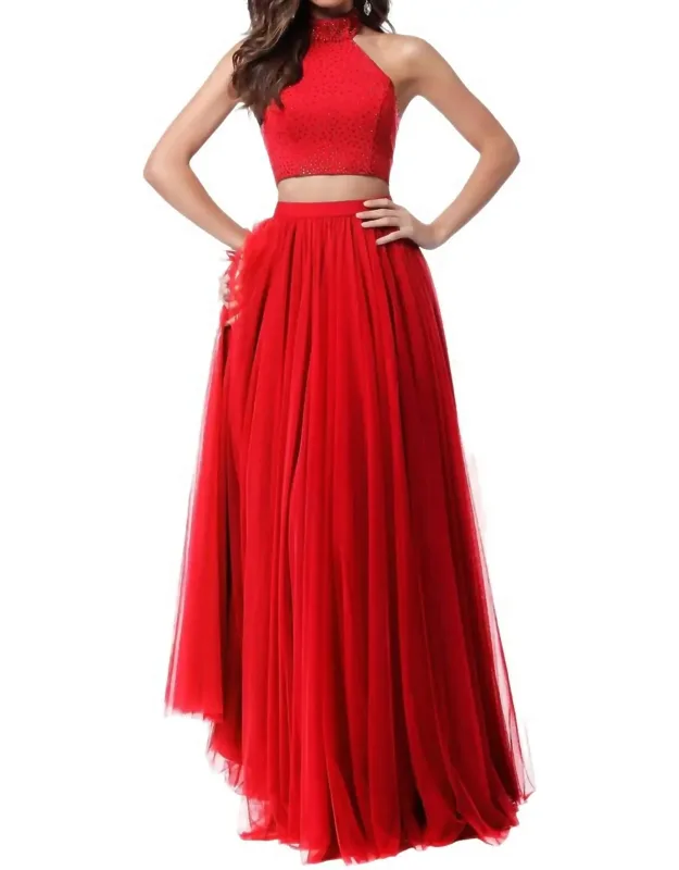Two-piece Beaded Prom Dress