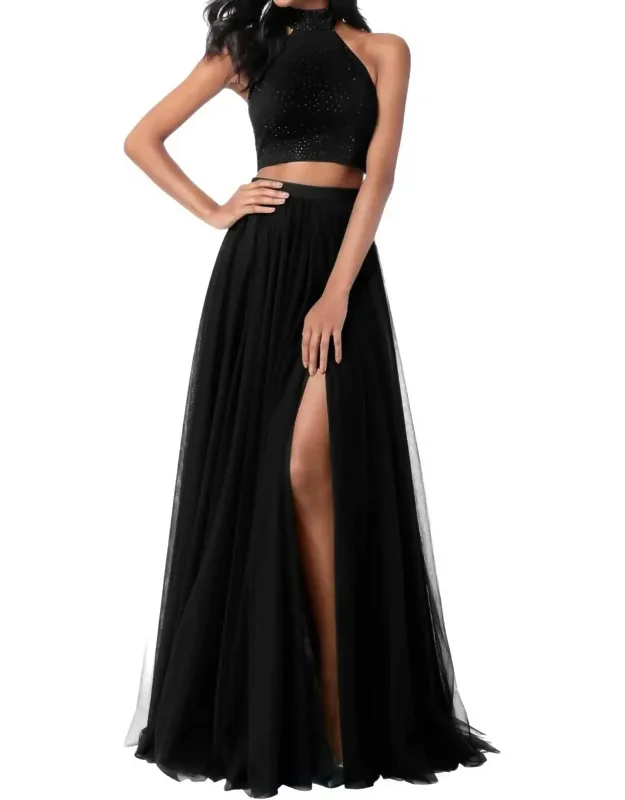 Two-piece Beaded Prom Dress