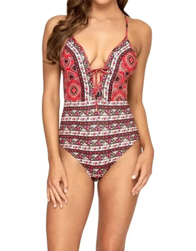 Plunge V-neck One Piece Swimsuit