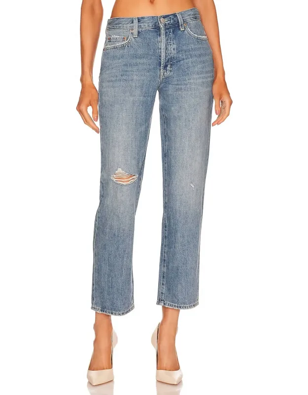 Maya Mid Rise Easy Straight Ankle Jeans