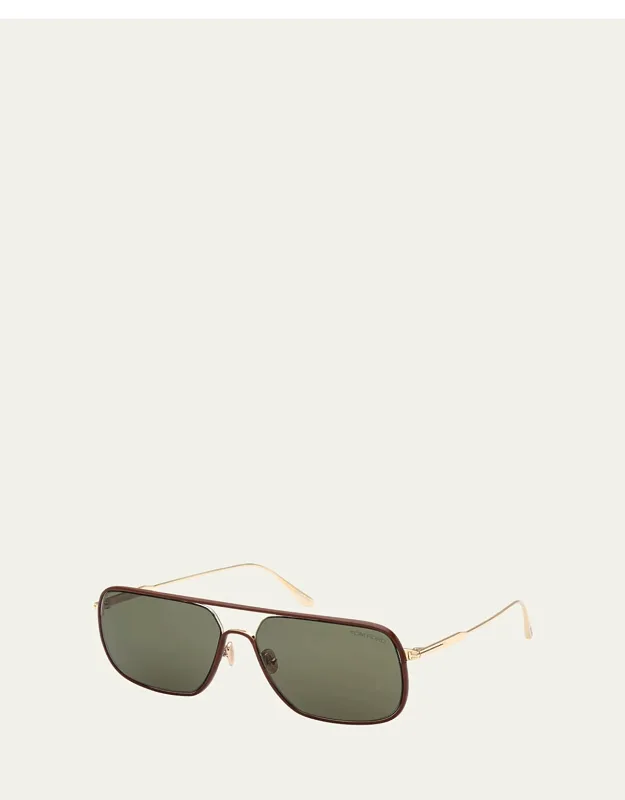 Cliff Metal & Leather Aviator Sunglasses